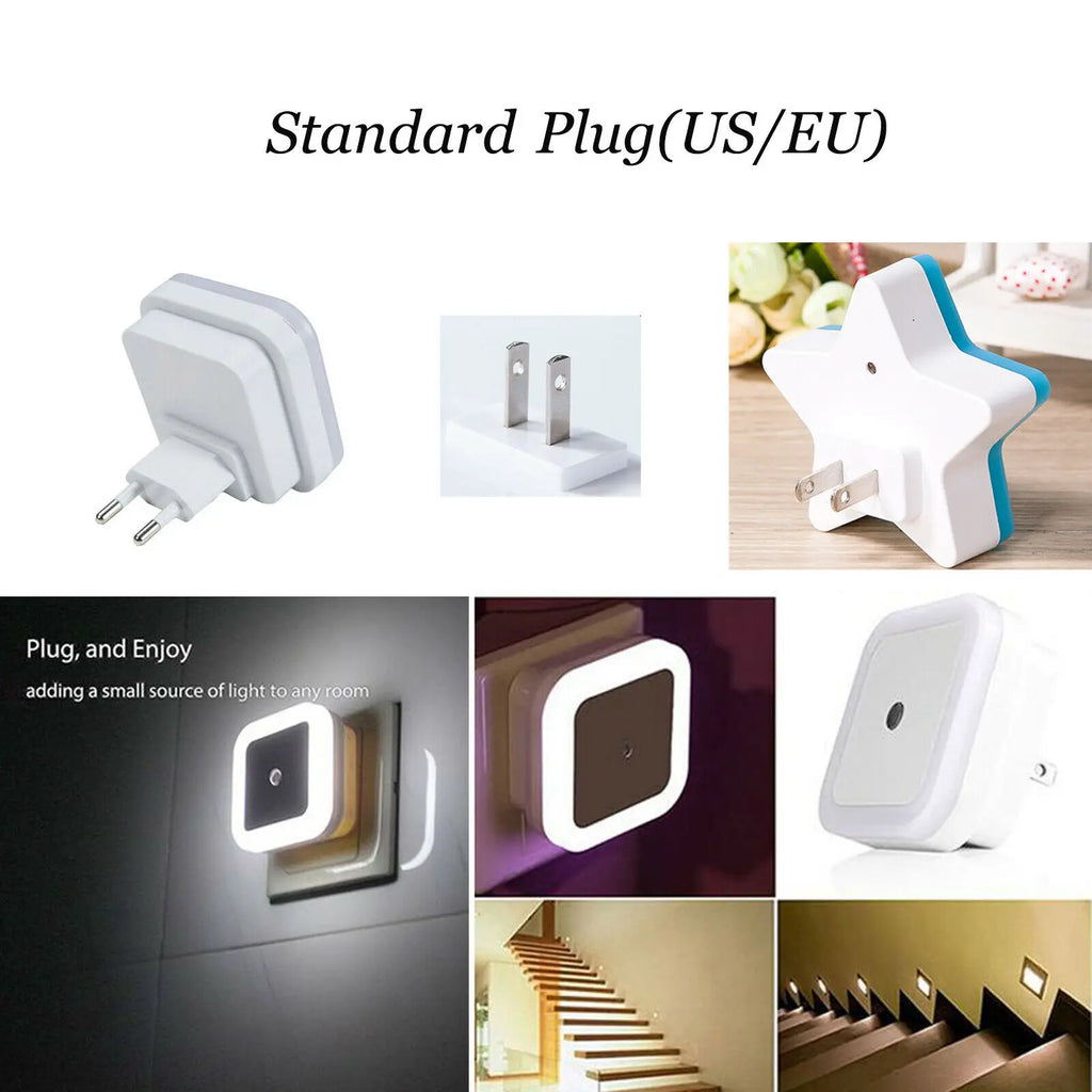 EU US Plug Light Sensor Control Mini LED Night Light 110V 220V Nightlight Lamps For Children Kids Living Room Bedroom Lighting
