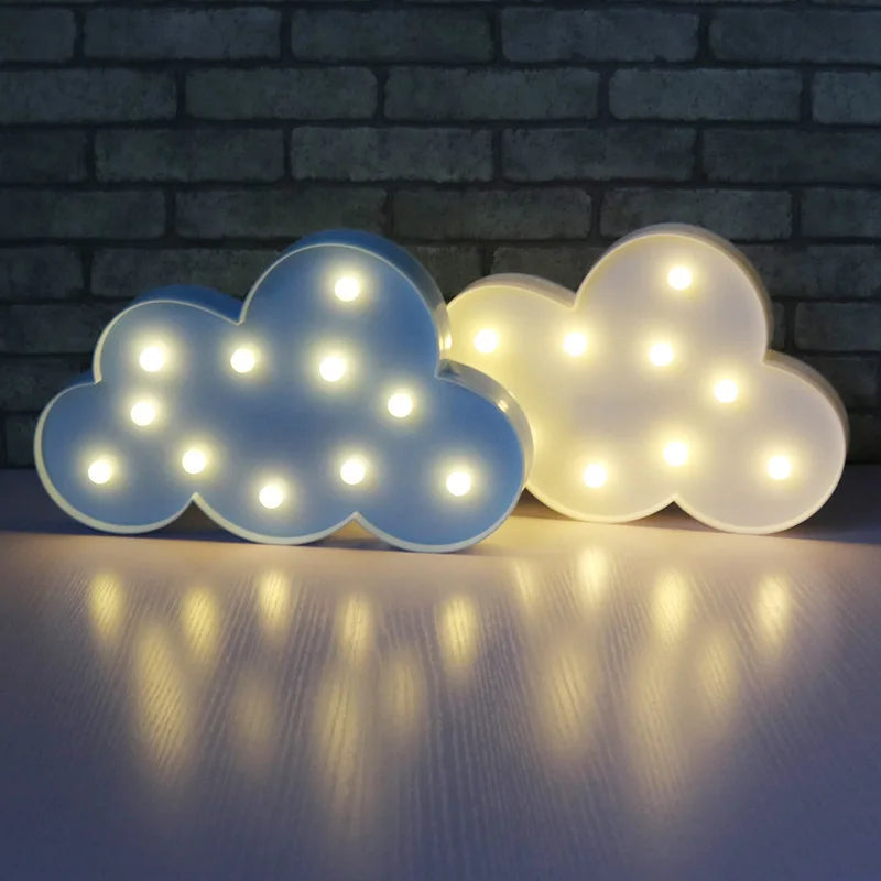 Lovely Star Cloud Moon Led 3D Night Lights Kids Bedroom Bedside Desk Light For Baby Children Room Wall Lamp Christmas Gift Toy