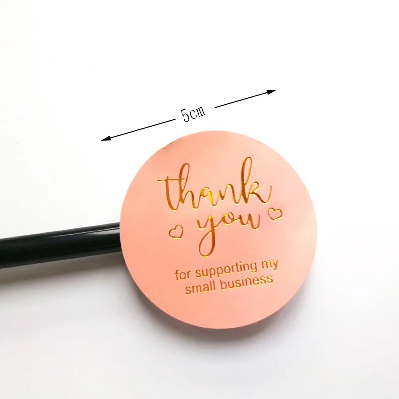 60pcs 2inch Golden Thank You Bronzing Stickers round Pink Stickers Labels Mailing Supplies Festival paper large size