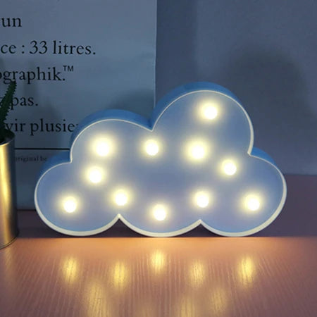 Lovely Star Cloud Moon Led 3D Night Lights Kids Bedroom Bedside Desk Light For Baby Children Room Wall Lamp Christmas Gift Toy