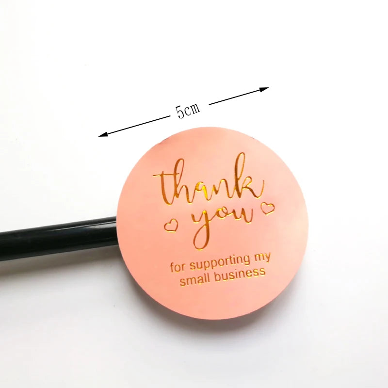 60pcs 2inch Golden Thank You Bronzing Stickers round Pink Stickers Labels Mailing Supplies Festival paper large size
