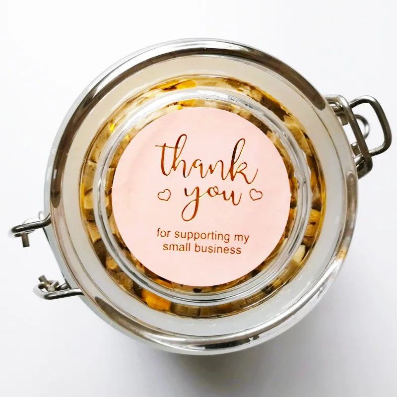 60pcs 2inch Golden Thank You Bronzing Stickers round Pink Stickers Labels Mailing Supplies Festival paper large size