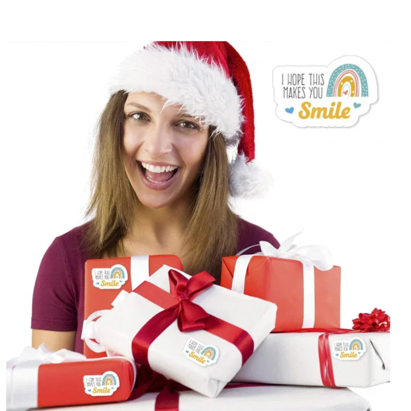 120Pcs / Set  i hope this makes you smile thank you stickers Seal Labels rainbow Rectangle Sticker Wedding Party Gift Decoration