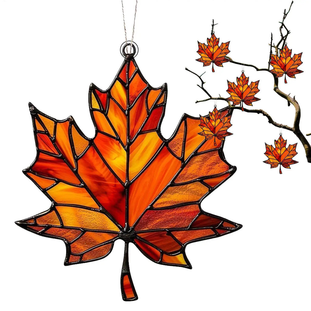 Thanksgiving Acrylic Maple Leaf Light Catcher, Classic Autumn Celebration Home & Door Decor,Christmas & New Year Gifts, 2D Flat