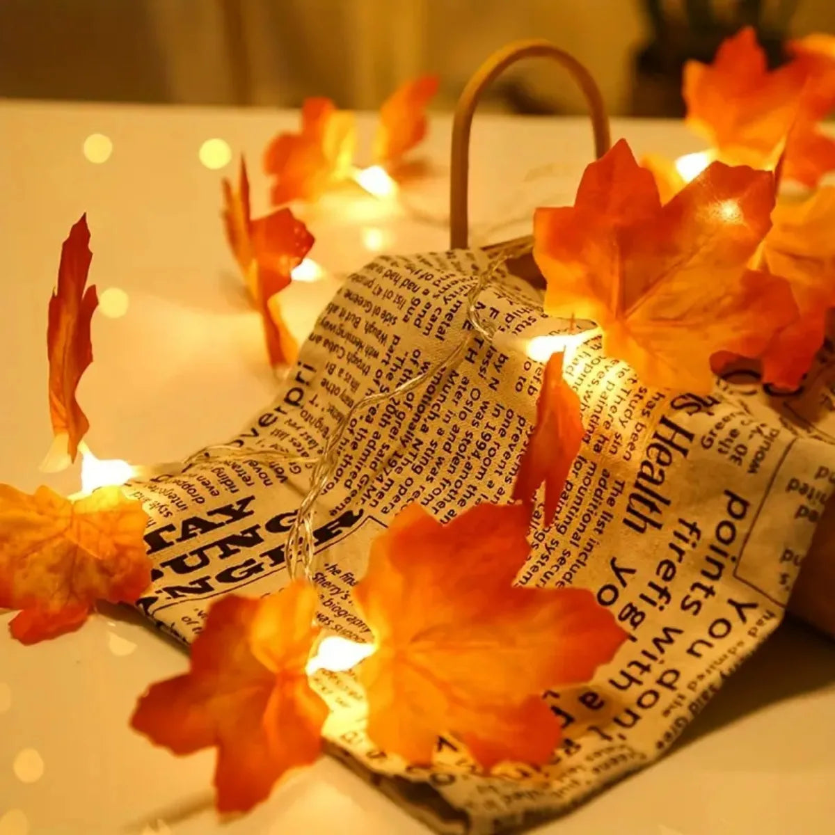 1PC 10/20/30/40 LED Double Maple Leaf Light String Battery Powered For Home Holiday Arrangement Scene Thanksgiving Fall Decor