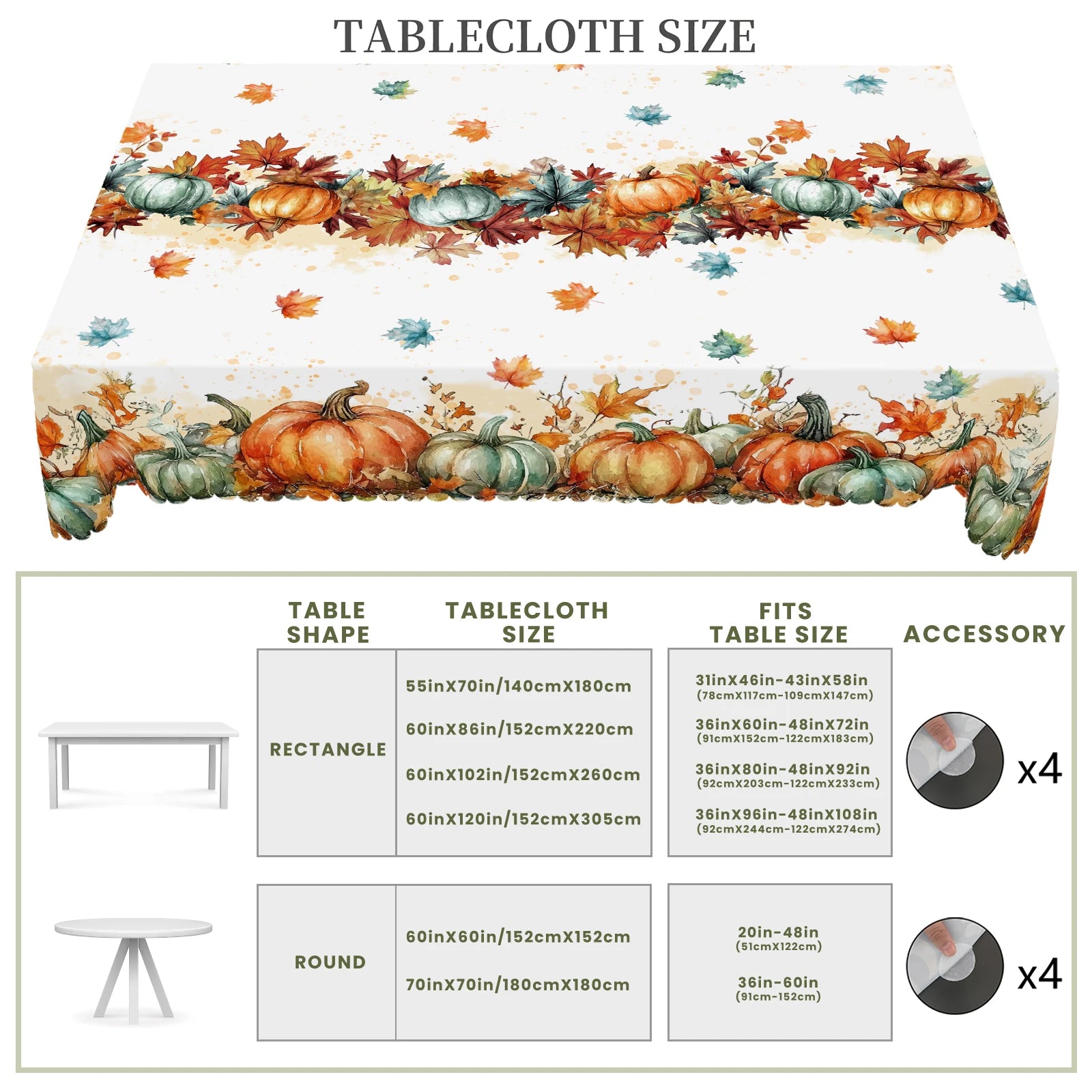1 Piece of Autumn Thanksgiving Themed Tablecloth, Round/Rectangular Tablecloth with Pumpkin/Maple Leaf Pattern, Suitable for Autumn Holiday Parties, Family Gatherings, Gifts, Thanksgiving Table Decorations, Garden Courtyard T