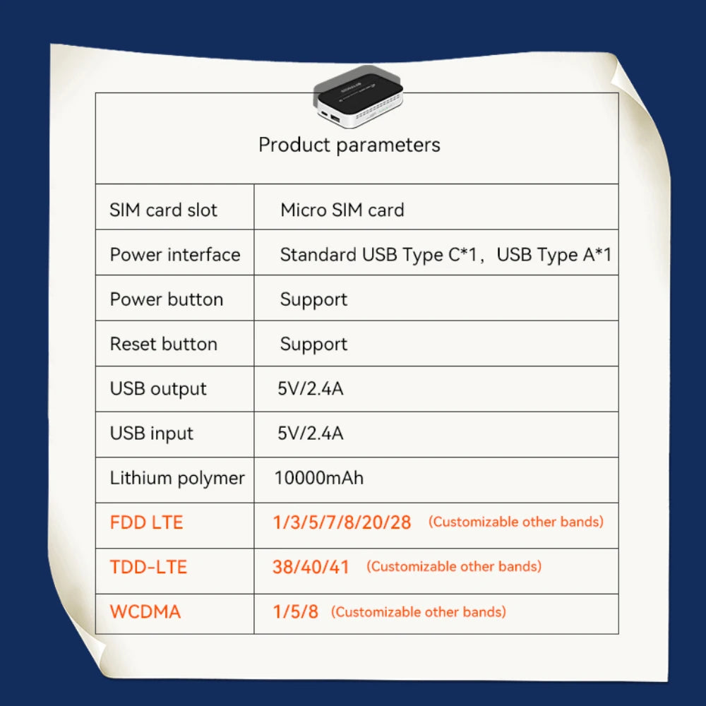 OPTFOCUS 4G 300Mbps WIFI Router 10000mAh WiFi6 Pocket Hotspot Portable Mobile Modem MIFI Outdoor LTE Router With Sim Card Slot