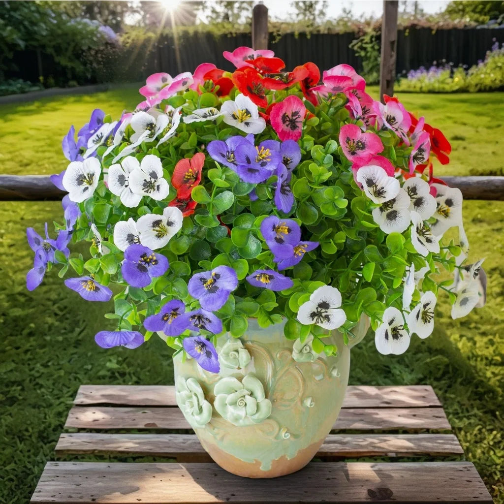 7pcs, artificial flowers for outdoors,UV-resistant fake plants, suitable for Thanksgiving,Halloween,Christmas decorative items