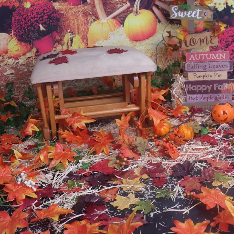 Mini Artificial Pumpkin Pine Cones Simulation Maple Leaves Halloween Pumpkin Thanksgiving Autumn Wedding Photo Props Decorations