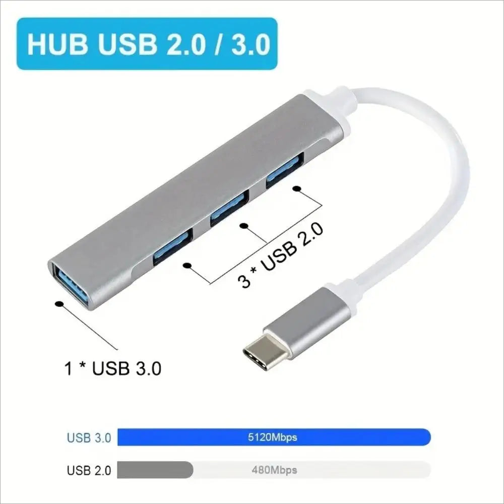 USB C HUB 3.0 Type C Extender 4 Port Splitter Adapter OTG Docking Station For Phone Macbook Pro 13 15 Air PC Laptop Computer Hub