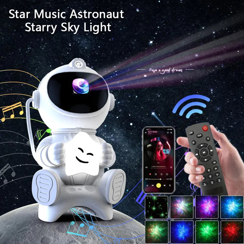 Astronaut LED Star Projector Night Light Galaxy Projectors Bluetooth Speaker for Bedroom Room Decor Kids Gift Starry Sky Lamp