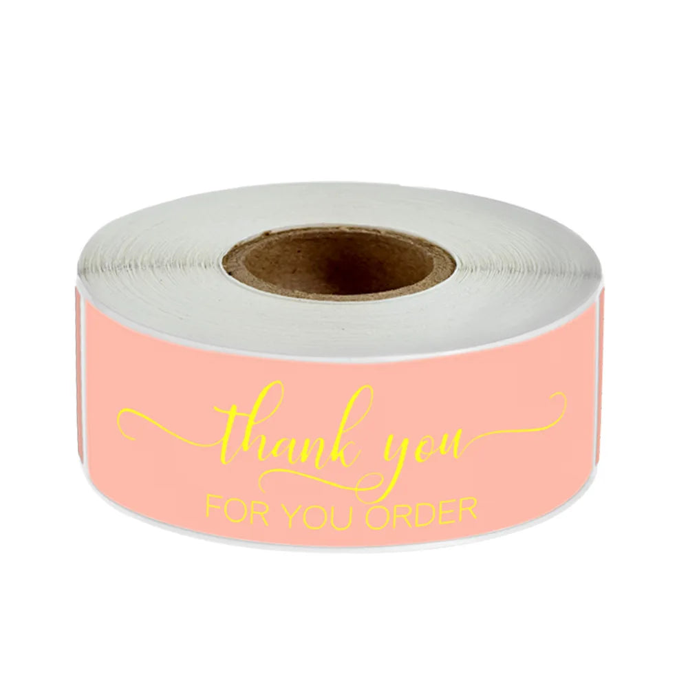120Pcs/roll Thank You For Your Order Stickers Pink Labels For Envelope Sealing For Small Business Decor Sticker Stationery