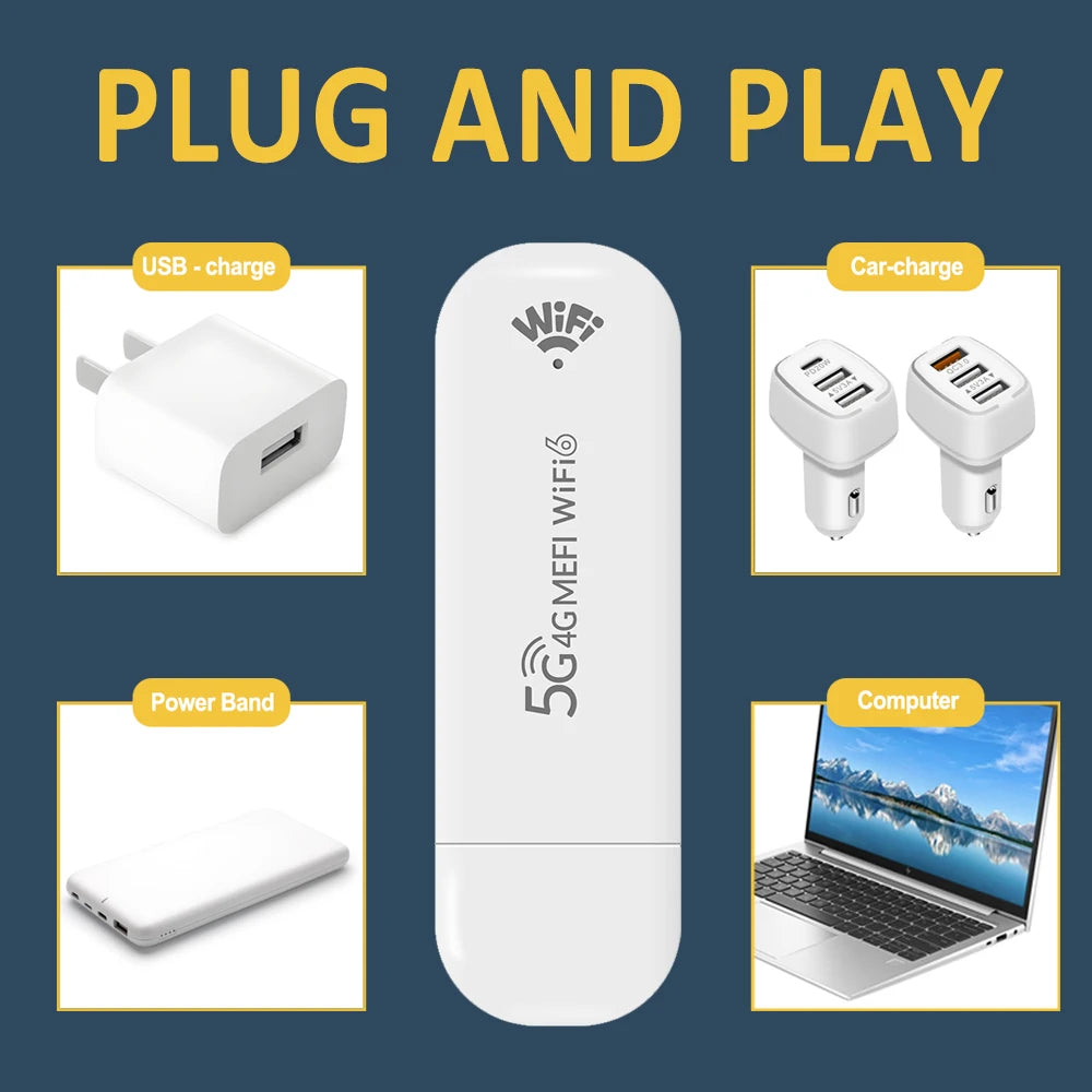 TIANJIE Strong Wi-Fi 6 Signal 4G MiFi Router - Ultra-Portable 3 Antennas Secure Encryption for Global Travel Home & Outdoor Use