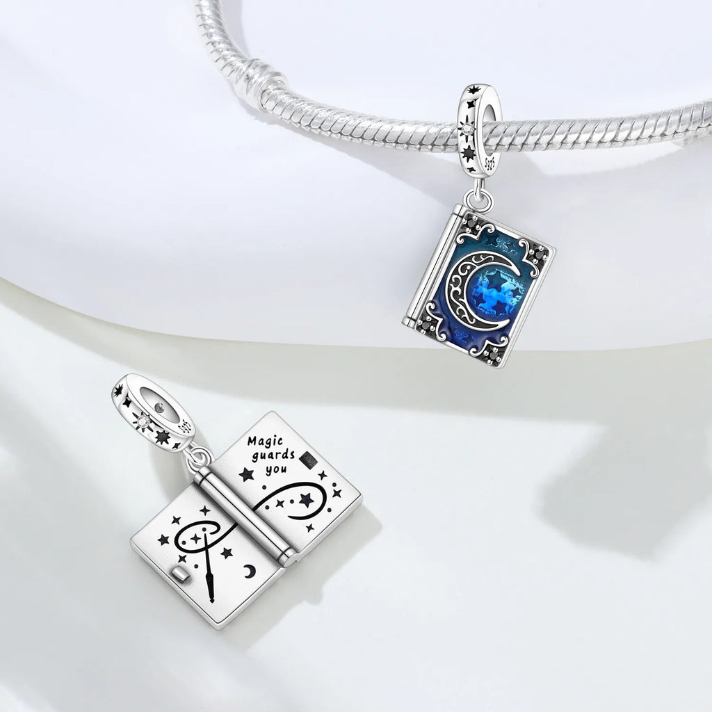 Cycuff 925 Sterling Silver Magic Book Guardian Beads Original Pendants Bracelet Charm Jewelry Party DIY Trendy Gifts