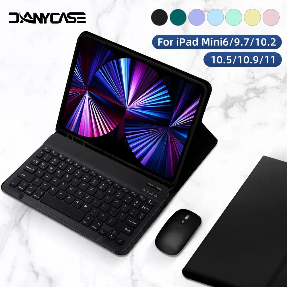 For iPad 10th 10.9in Case with Keyboard Mouse for iPad 10.2in 7/8/9th Mini 6 Air 2 3 4 5 9.7in Pro 10.5 Pro 11 Tablets Case