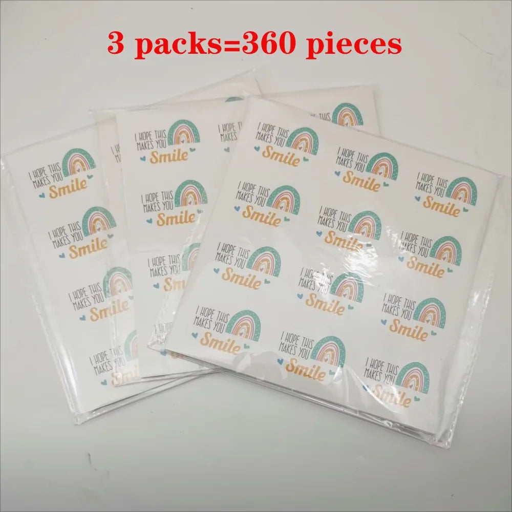 120Pcs / Set  i hope this makes you smile thank you stickers Seal Labels rainbow Rectangle Sticker Wedding Party Gift Decoration