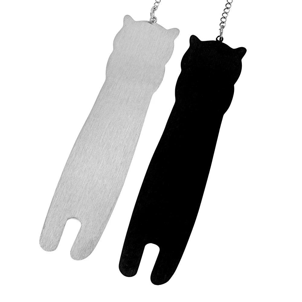 Cute black and white cat metal bookmark for sale - You Pawsed Here, a fun bookmark pendant for Thanksgiving and birthdays.