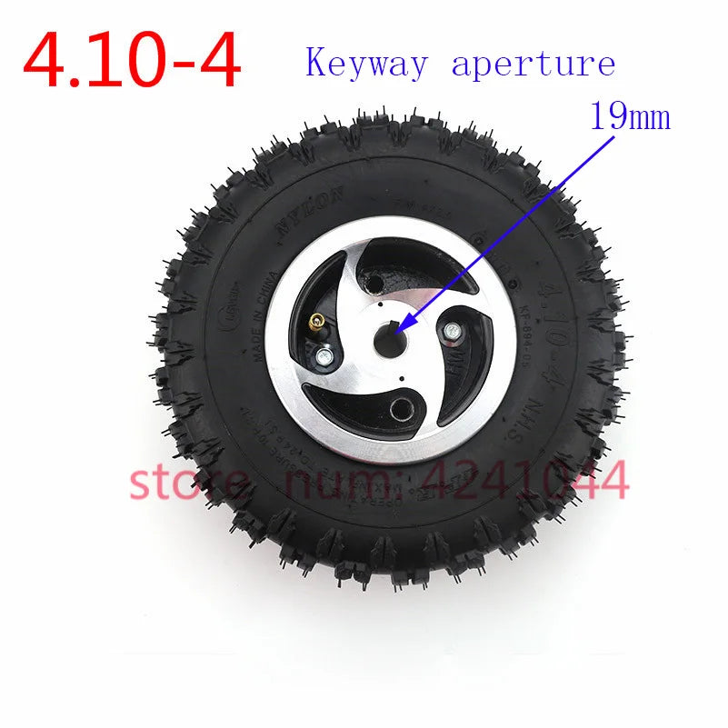 4.10-4 pneumatic wheels for 49cc mini quad bike scooter inner and outer tubes with alloy