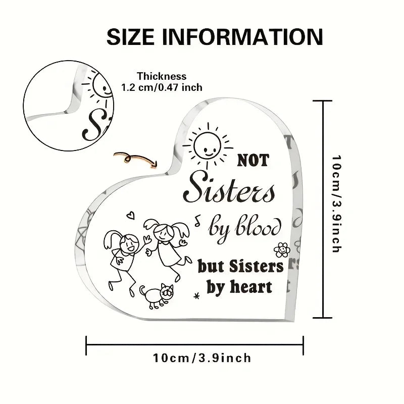 1pc Plaque, Friendship Heart Acrylic Keepsake (3.9" X 3.9" X 0.47"), Thank You Gift Birthday Gifts Holiday Gifts For Friendship