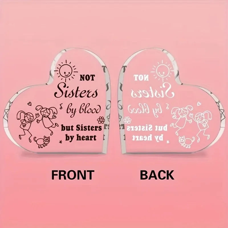 1pc Plaque, Friendship Heart Acrylic Keepsake (3.9" X 3.9" X 0.47"), Thank You Gift Birthday Gifts Holiday Gifts For Friendship