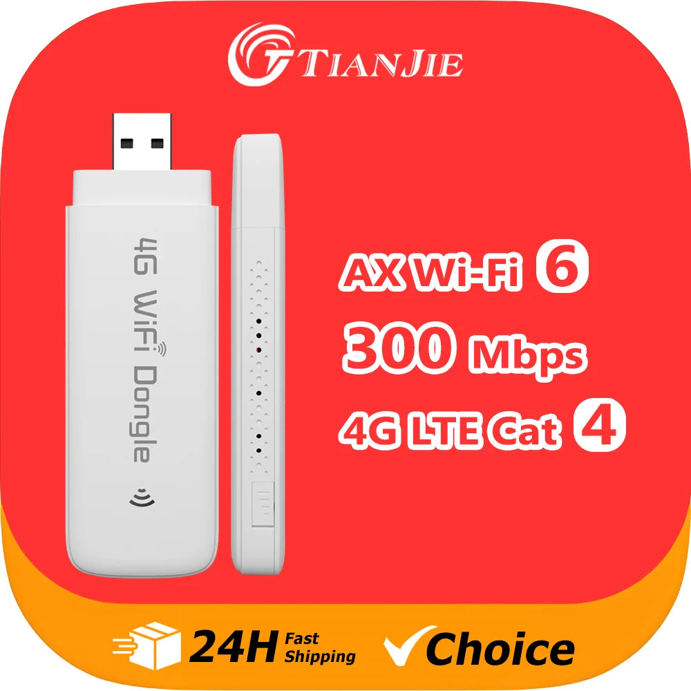 TIANJIE UF600 4G LTE WiFi 6 Router Portable Hotspot Pocket USB Dongle Stay Connected Anywhere Wireless Modem