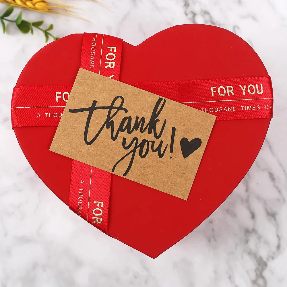 50pcs Kraft Paper Thank You Cards Kids Birthday Gift Cards Greeting Blessing DIY Craft Deocoration Postcard Thanks Gift Present