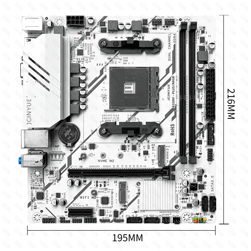 JGINYUE B350M Motherboard Set with AMD Ryzen 3/5/7 CPU Cooler DDR4 Dual Channel RAM Support M.2 NVME ARGB Computer Gaming Kit