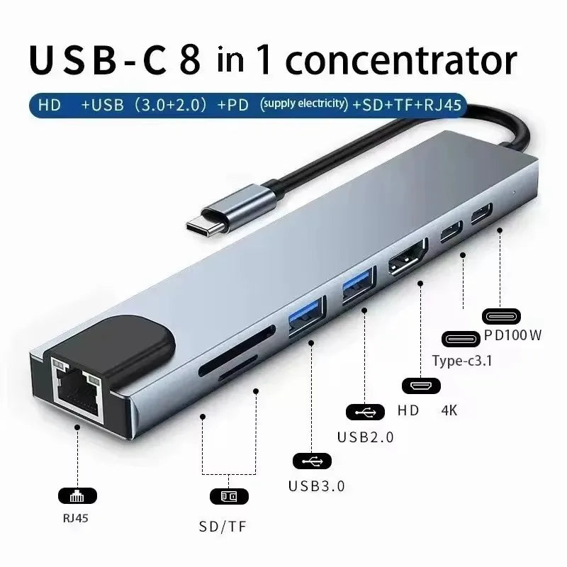 7-IN-2 USB3.0 HUB USB C HUB 5Gbps High Speed Transfer USB Splitter C- to-USB OTG Adapter for Macbook Pro Laptop Tablet