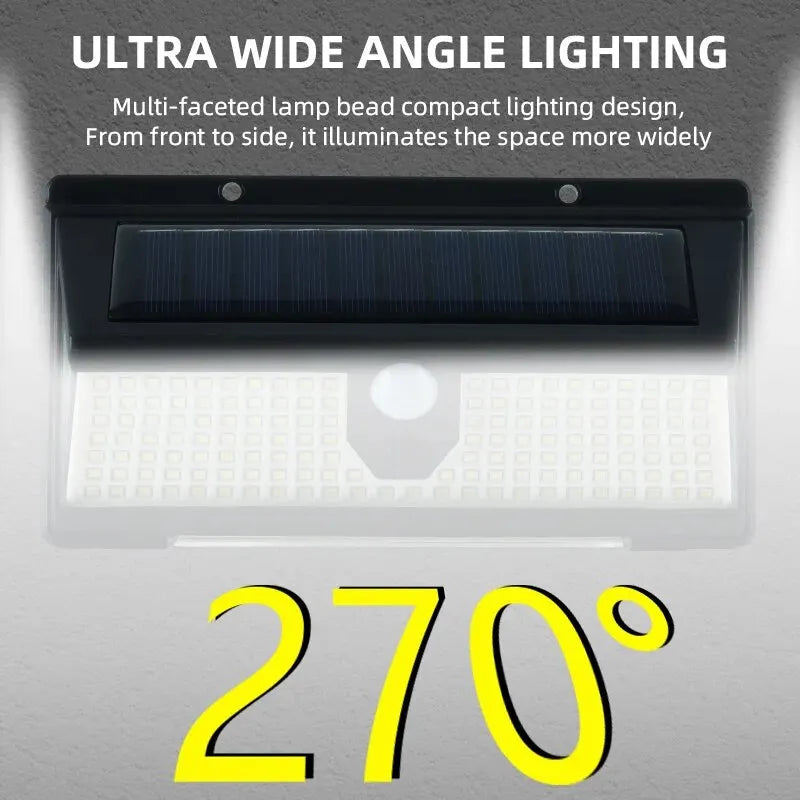 Lampe Solaire Extérieure 190 LED avec Détecteur de Mouvement – Éclairage Automatique & Sécurité