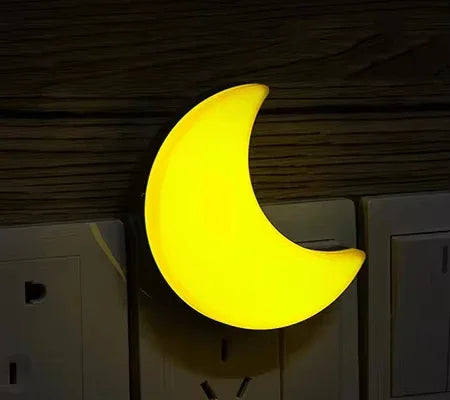 Moon Night Light Plug Into Wall Cute Baby Wall Nursery Lamp Intelligent Light Sensor LED Nightlight for Kids Bedroom Hallway