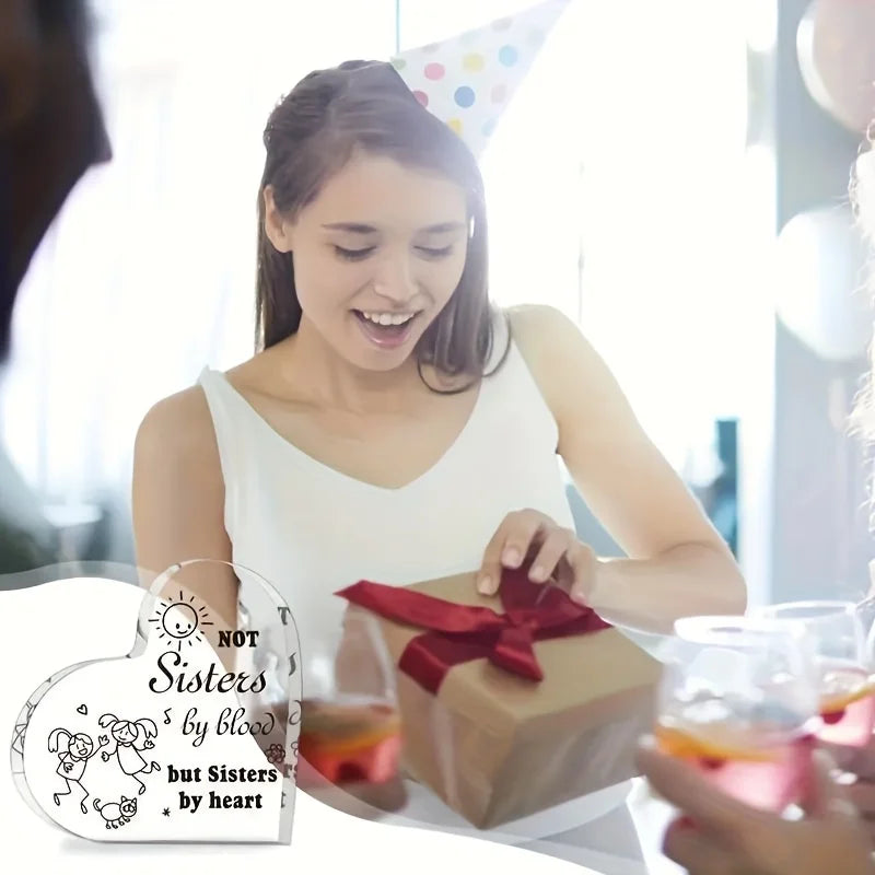 1pc Plaque, Friendship Heart Acrylic Keepsake (3.9" X 3.9" X 0.47"), Thank You Gift Birthday Gifts Holiday Gifts For Friendship