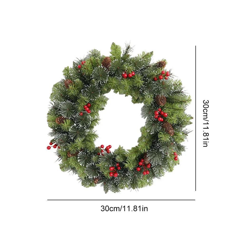 Hot 2025 New Christmas Wreath Front Door Wreath with Lights Vintage Farm Wreath With Pine Cones Fall For Thanksgiving Xmas Decor