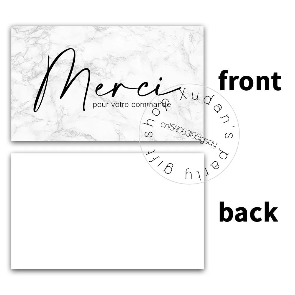 30pcs French MERCI Card Thank you for your support Thanks Greeting Card Appreciation Cardstock for Sellers Gift