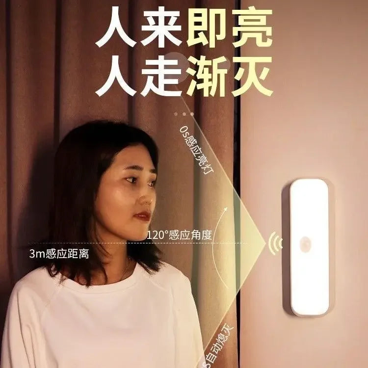 LED Intelligent Human Body Sensor Human Walking Light Off Household Bedroom Bedside Night Use Aisle Stairs Night Light