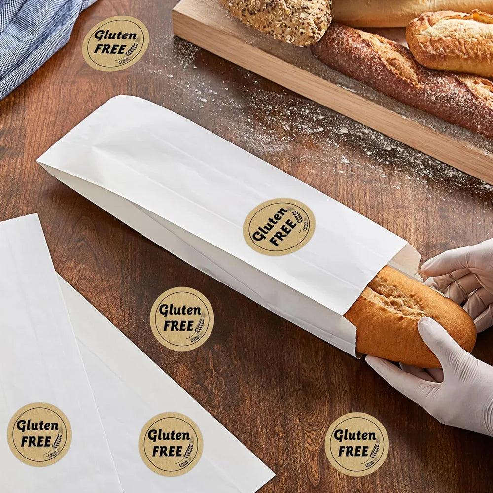 1inch Gluten Free Brown Kraft Stickers Gluten Food Rotating Label Stickers for Gluten Free Food Retail Package 500pcs