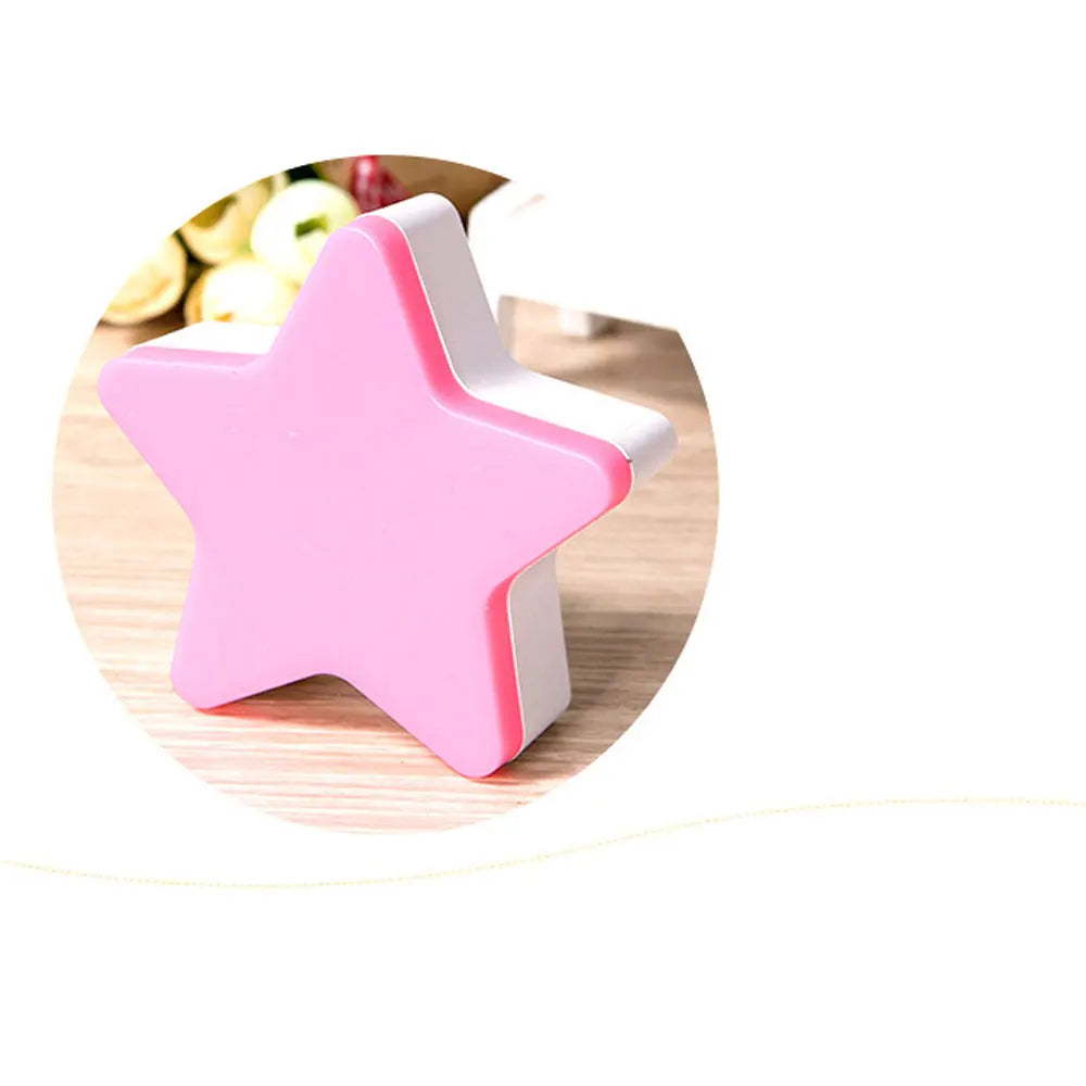 Hot Cute Pentagram Star Intelligent Sensor Lighting Control 4 Colors Small LED Night Light US/EU Plug Pink White Blue Yellow