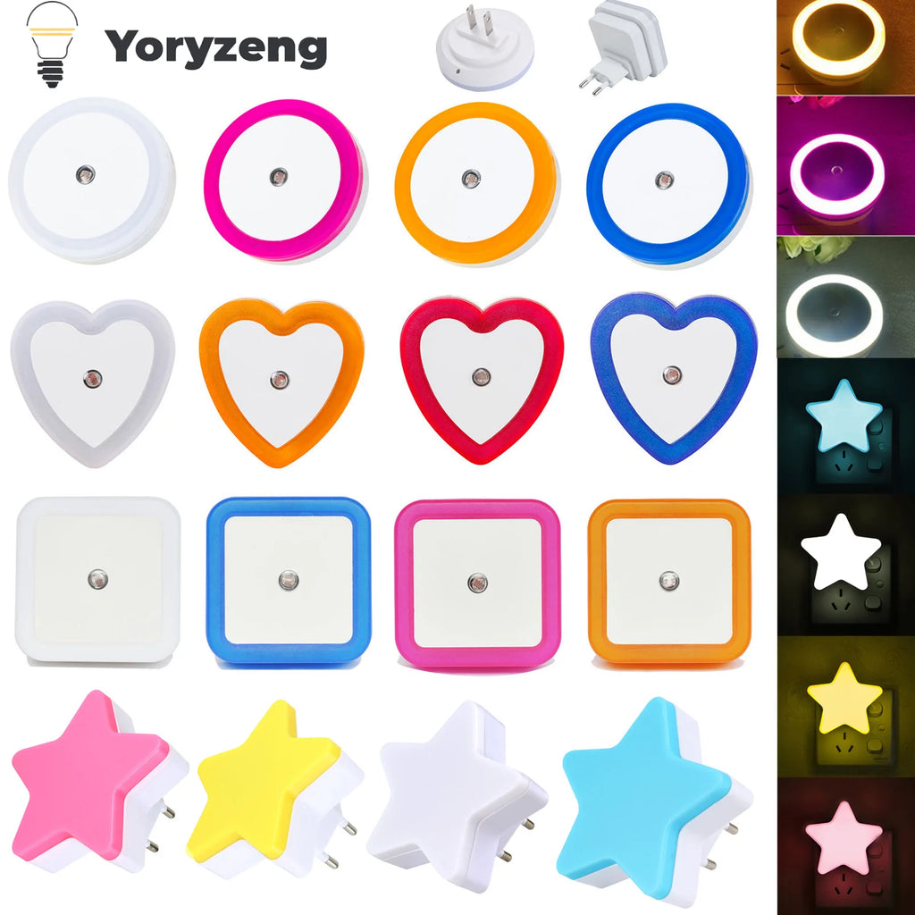 EU US Plug Light Sensor Control Mini LED Night Light 110V 220V Nightlight Lamps For Children Kids Living Room Bedroom Lighting