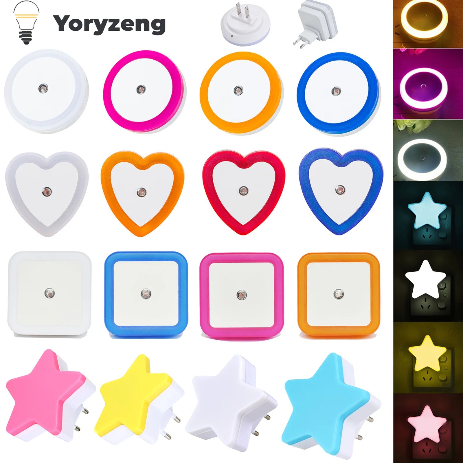 EU US Plug Light Sensor Control Mini LED Night Light 110V 220V Nightlight Lamps For Children Kids Living Room Bedroom Lighting