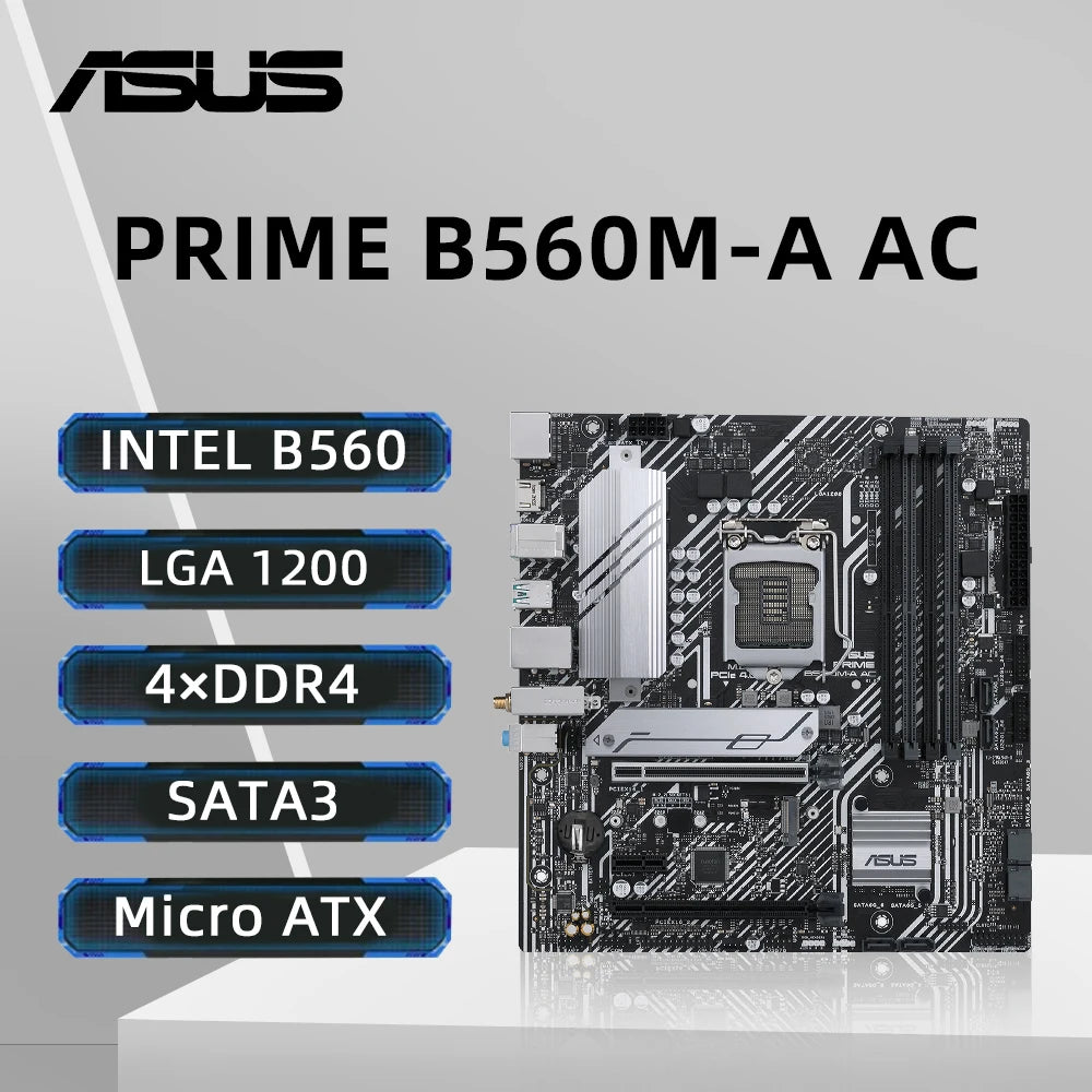 ASUS PRIME B560M-A AC Motherboard LGA 1200 Support i9-10900K i7-10700 i5-10600KF i5-10400F i5 10400F CPU DDR4 M.2 mATX