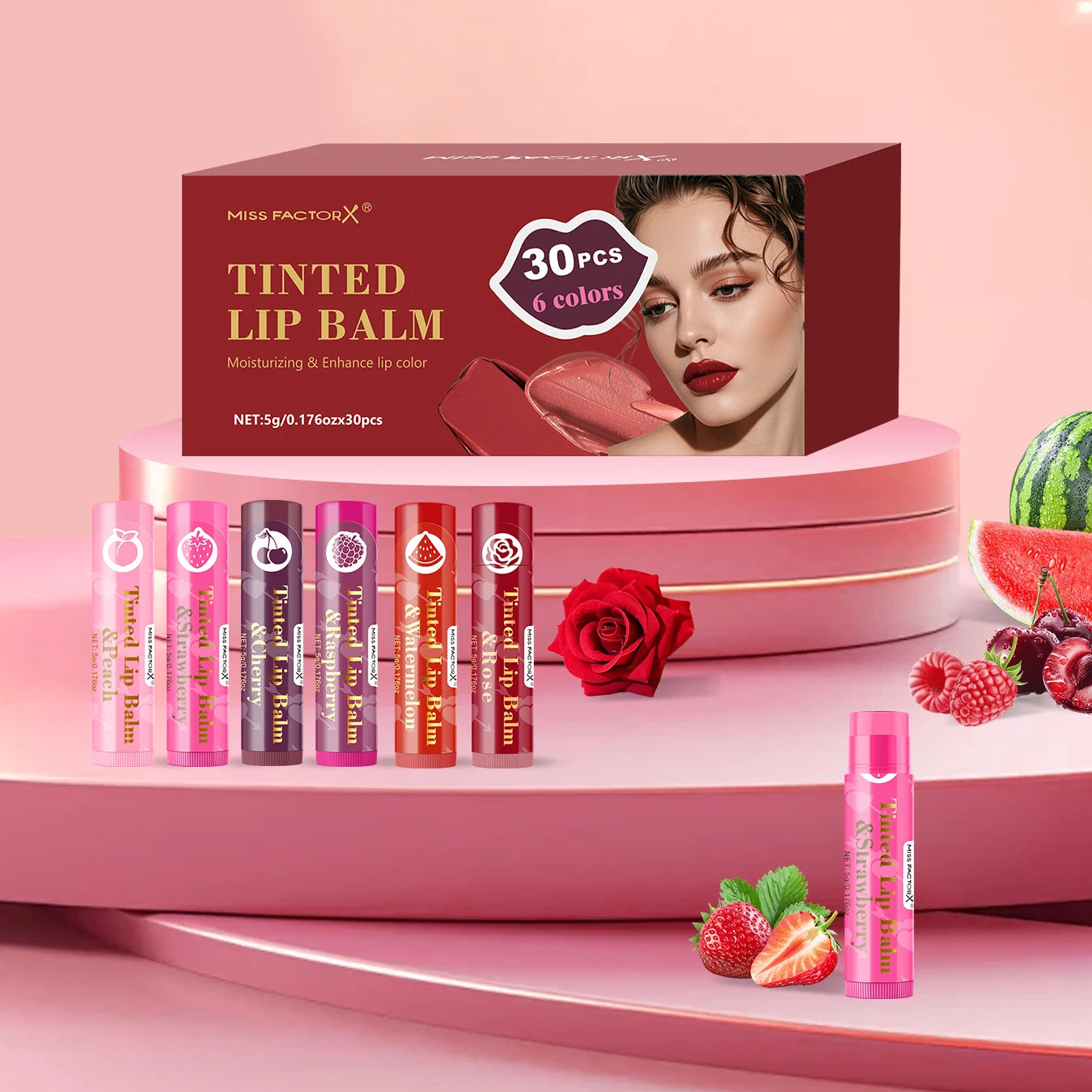 30 pieces/box -6-color lipstick set - moisturizing formula, very suitable for Thanksgiving Day and ladies' holiday gifts