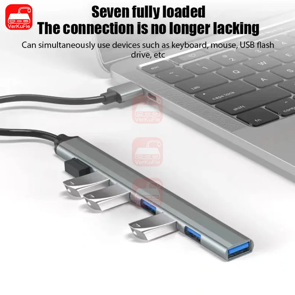 7-IN-2 USB3.0 HUB USB C HUB 5Gbps High Speed Transfer USB Splitter C- to-USB OTG Adapter for Macbook Pro Laptop Tablet