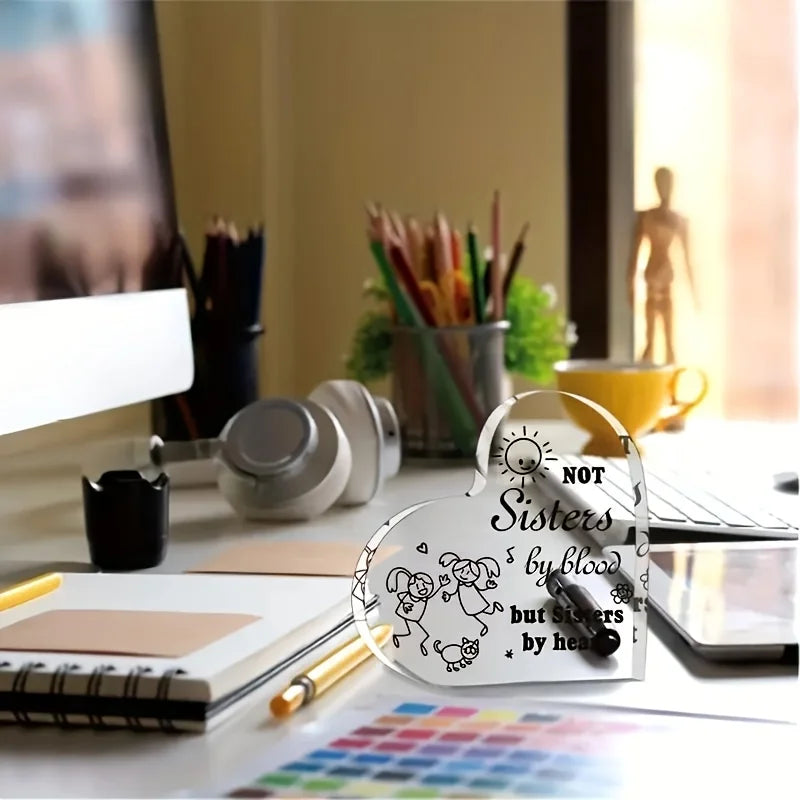 1pc Plaque, Friendship Heart Acrylic Keepsake (3.9" X 3.9" X 0.47"), Thank You Gift Birthday Gifts Holiday Gifts For Friendship