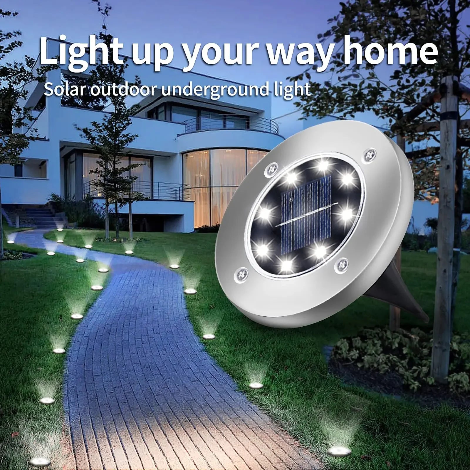 8/20LED Led Lamp Garden Decor Solar Power Disk Light Outdoor Garden Solar Underground Light Deck Light Spotlight Buried Solar