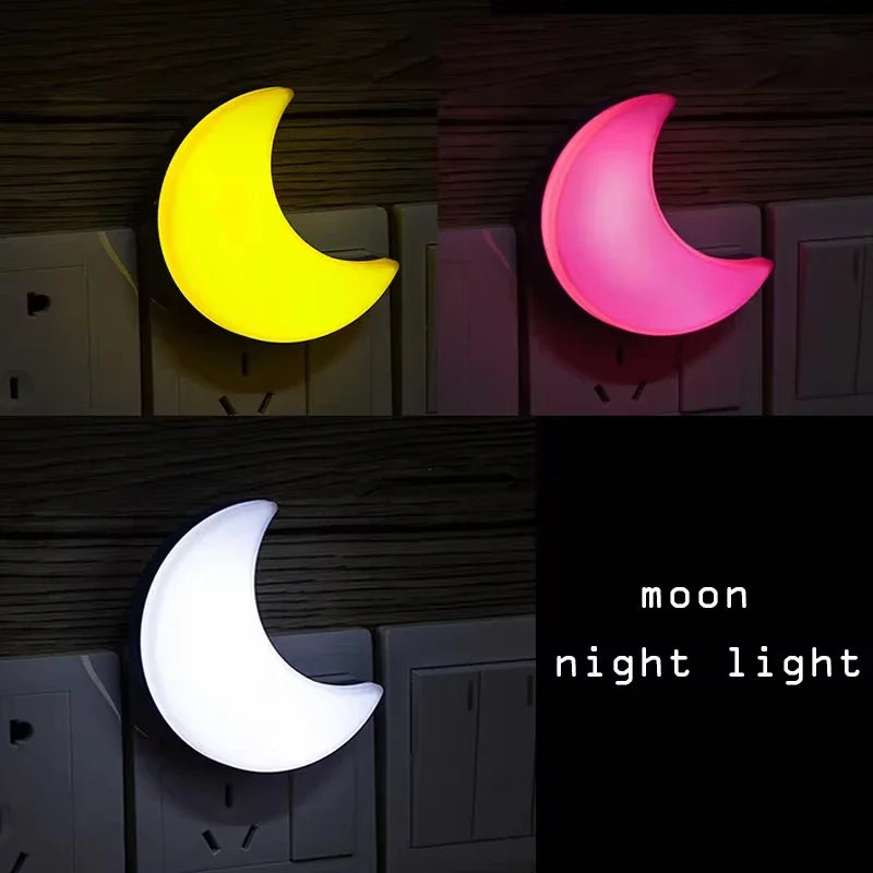 Moon Night Light Plug Into Wall Cute Baby Wall Nursery Lamp Intelligent Light Sensor LED Nightlight for Kids Bedroom Hallway