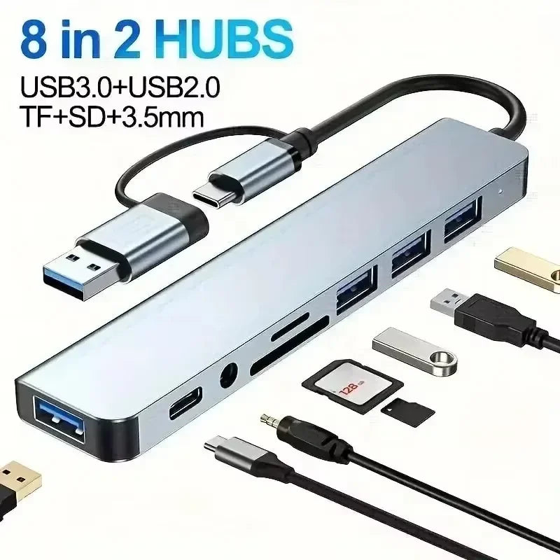 7-IN-2 USB3.0 HUB USB C HUB 5Gbps High Speed Transfer USB Splitter C- to-USB OTG Adapter for Macbook Pro Laptop Tablet