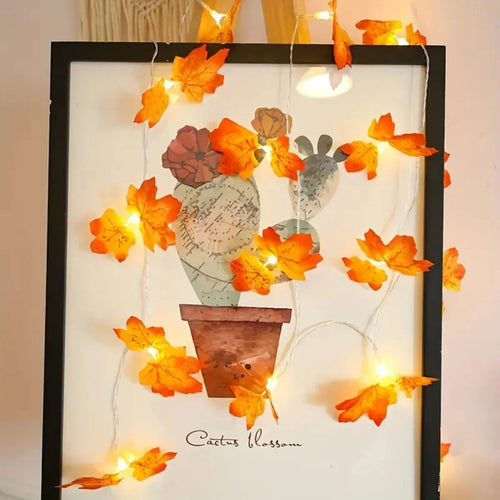 1PC 10/20/30/40 LED Double Maple Leaf Light String Battery Powered For Home Holiday Arrangement Scene Thanksgiving Fall Decor