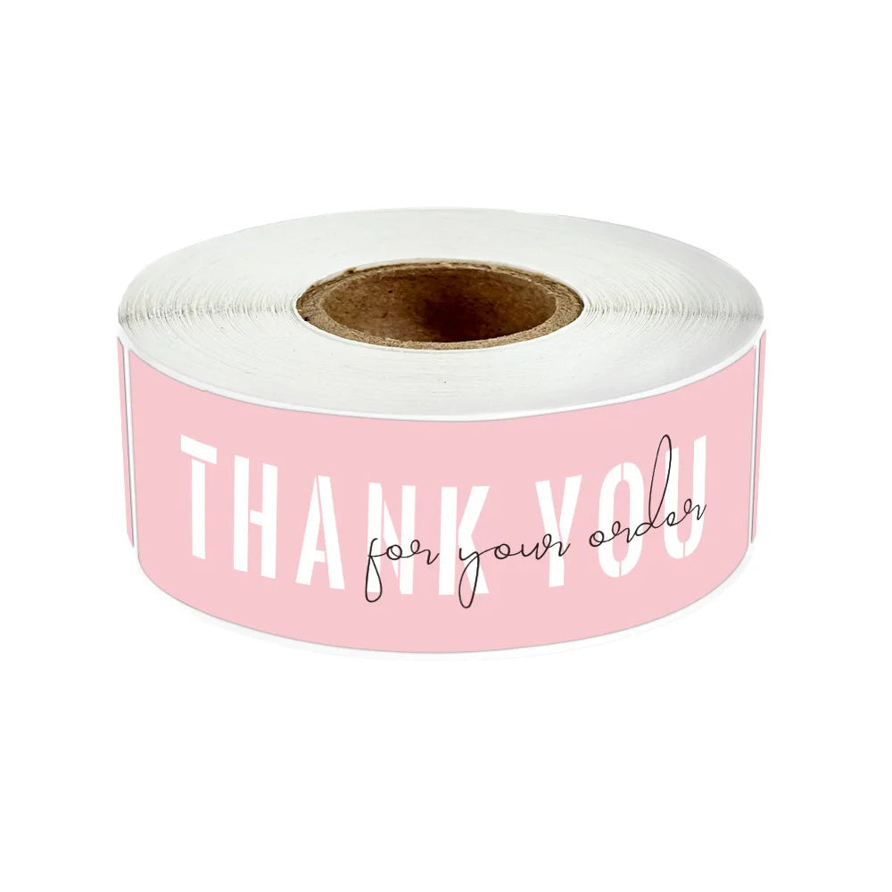 120Pcs/roll Thank You For Your Order Stickers Pink Labels For Envelope Sealing For Small Business Decor Sticker Stationery