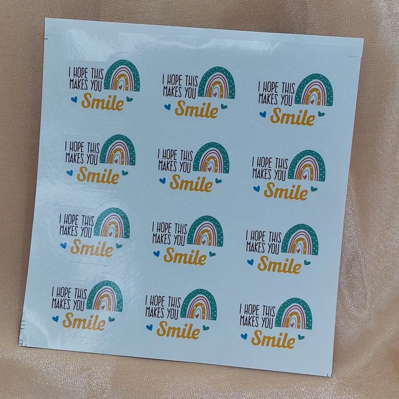 120Pcs / Set  i hope this makes you smile thank you stickers Seal Labels rainbow Rectangle Sticker Wedding Party Gift Decoration