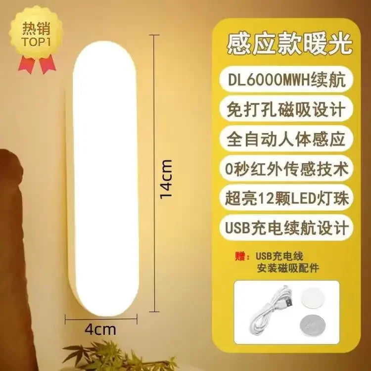 LED Intelligent Human Body Sensor Human Walking Light Off Household Bedroom Bedside Night Use Aisle Stairs Night Light