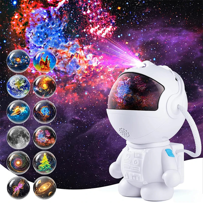 Astronaut Galaxy Projector Star Projectors with 12 Space Film 360°Rotating Magnetic Head Planetarium Suitable for Kid and Adult